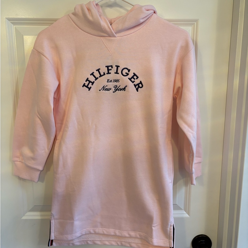 Tommy Hilfiger Pink Kids Hoodie with Navy Logo